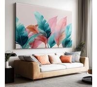 Impressions sur Toile Bohème Aquarelle Plante Jungle Grande Tableau Murale Decoration Salon Photo sur Toile, Image sur Toile Tableaux Chambre Maison sans Cadre (90 cm x 60 cm)