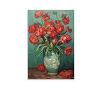 Impressions sur toile de coquelicot rouge nature - Décoration murale abstraite - Vase - Bouquet - Beau bouquet floral - Décoration murale d'intérieur