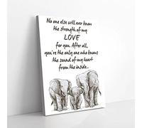 Impressions sur toile de la famille d'éléphants « La force de mon amour »