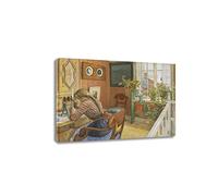 Impressions sur toile,Encadré prêtes à accrocher,Carl Larsson Tableau célèbre"écriture de lettres"Reproductions sur toile,Affiche Modernes,Tableau Decoration Chambre 30x42cm(12x17in) Encadrée