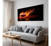 Impressions sur Toile Fantaisie Flamme Balle de glace Ardente Grande Tableau Murale Decoration Salon Photo sur Toile, Image sur Toile Tableaux Chambre Maison sans Cadre (100 cm x 50 cm)