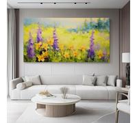 Impressions sur toile Fleurs Impressionnisme Jonquilles Art Grand Tableaux Decoratifs Muraux 120L x50l cm Decoration Murale Salon Chambre Restaurant Couloir Violet