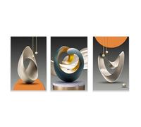 Impressions sur toile murales géométriques modernes, œuvres d'art abstraites de luxe pour salon moderne, chambre à coucher, décoration murale, image 21 x 35 cm (8 x 14 pouces) x 3 avec cadre