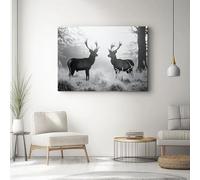 Impressions Sur Toile Non Tissée Pour Salon Chambre Bureau Animal Cerf Herbe 120L X 50L Cm Tableau Décoratif Murale Noir Blanc Sans Cadre - Facile À Installer Sur Tout Mur