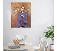 Impressions sur toile Pablo Picasso « Garçon à la pipe » Peinture à l'huile abstraite Affiche Peinture Image décorative Décoration murale (60 x 85 cm)