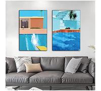 Impressions sur toile, peinture sur toile de David Hockney, affiches et imprimés de piscine à éclaboussures plus grands, tableau d'art mural - Encadrée, 2 Pièces
