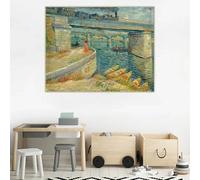 Impressions sur toile « Ponts sur la Seine à Asnières » - Peinture à l'huile sur toile - Décoration murale pour la maison (40 x 50 cm)