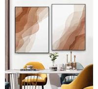 Impressions sur Toile,Résumé Terracotta Beige Soundwaves Shape Wall Art Toile Peinture Poster Moderne Neutre Impression Image pour Salon Décoration Intérieure-(60*70cm)-2 Pièces Impression sans cadre