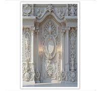 Impressions Sur Toile Sculptures De Palais De Style Européen, Art Mural Texturé Blanc, Peinture Murale Sur Toile Reliefs Classiques De Luxe Pour Salon Chambre De La Maison Décoratif 70×100 cm