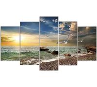 Impressions Sur Toile Toile 5 Pièces Paysage De Coucher De Soleil Sur La Plage 200×100 Cm Panneaux Art Prints Mur Photo Peinture Modulaire Home Decor Bureau Décoration -1S0F-U2B