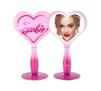 Impressions Vanity Barbie Miroir de maquillage à LED avec base sur pied, miroir portable de voyage avec éclairage en forme de cœur, poignée en strass, luminosité réglable, support à boule magnétique