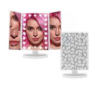 Impressions Vanity Hello Kitty Miroir de Bureau à Trois Volets LED avec lumières et Interrupteur Tactile - Miroir de Maquillage éclairé avec loupe 2X et 3X (Blanc)