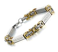 Impressive Bracelet en acier inoxydable pour homme Chaîne byzantine Doré Argenté 22,9 cm (avec boîte cadeau de marque).