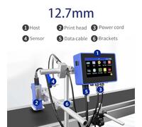 Imprimante à jet d'encre industrielle en ligne 130PLUS, buse 12,7/25,4 mm avec coque en plastique, code-barres QR, numéro de lot, logo, date(12.7mm without ink)