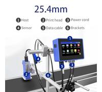 Imprimante à jet d'encre industrielle en ligne 130PLUS, buse 12,7/25,4 mm avec coque en plastique, code-barres QR, numéro de lot, logo, date(25.4mm without ink)