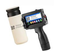 Imprimante à Jet d'Encre Portable, 12.7mm Hauteur d'Impression, 600 DPI, Écran Tactile, 25 Langues, QR Code Barres Date Logo, Machine de Codage pour Métal Plastique Carton Bois (With 1 ink - 12.7 mm)