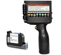 Imprimante à jet d'encre portable, codeur de date 600 DPI pour codes QR et logos, écran tactile HD 4.3, hauteur d'impression réglable sur métal, bois et plastique