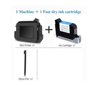 Imprimante à Jet d'encre Portable Intelligente, Hauteur d'impression Portable de 12,7 mm, Logo de Code-Barres QR d'étiquette, Mini séchage Rapide,Forte adhérence(Black Set)