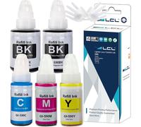 Imprimante Bouteille d'encre Compatible GI-490 GI-590 GI-590BK GI-590C GI-590M GI-590Y (5PK,2K Pigment 135ML,CMY Dye 70ML) Remplacement pour Canon PIxMA G1000 G1400 G1500 G2000 G2400 G2500 G3000
