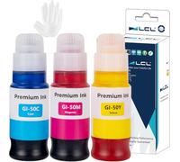 Imprimante Bouteille d'encre Compatible GI-50 GI-50C GI-50M GI-50Y 3403C001 3404C001 3405C001 (1Cyan 1Magenta 1Jaune) Remplacement pour Canon Pixma GM2050 GM4050 G5050 G6050 G7050