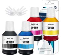 Imprimante Bouteille D'Encre Compatible Gi56 Gi-56 Bk Gi-56Bk Gi-56C Gi-56M Gi-56Y (4-Pack,1K 170Ml,1C1M1Y 135Ml) Remplacement Pour Canon Maxify Gx7050 Gx6050 Gx5050 Gx4050 Gx3050