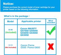 Imprimante Bouteille D'Encre Compatible Gi56 Gi-56 Bk Gi-56Bk Gi-56C Gi-56M Gi-56Y (4-Pack,1K 170Ml,1C1M1Y 135Ml) Remplacement Pour Canon Maxify Gx7050 Gx6050 Gx5050 Gx4050 Gx3050