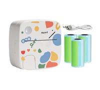 Imprimante d'autocollants portable, 8,2 x 8,2 x 4 cm, appareil d'impression thermique électronique ABS avec style de dessin, 3 rouleaux d'autocollants, batterie 1200 mAh, charge de type C, largeur