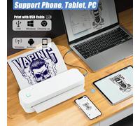 Imprimante de fièvre sans fil portable, imprimante d'émetteur de tatouage sans fil sans fil, (3 impressions de papier gratuites, 1 livre de papier A4), imprimante de tatouage pour smartphones et PC av