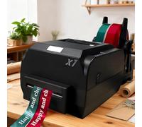 Imprimante de ruban de satin avec support de bobine, machine d'impression d'étiquettes en tissu, prend en charge plusieurs langues pour le texte, les motifs et les logos, idéale pour l'étiquetage de