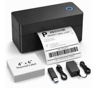 Imprimante étiquettes 4x6 Thermique - Bluetooth USB avec Clé Pilote, Imprimante Expédition Compacte Noir sans Cartouche pour DHL Colissimo UPS Amazon Shopify Vinted - 203 DPI