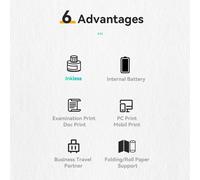 Imprimante papier A4 Transfert thermique direct Mobile sans fil 210mm Mini photo USB BT -connexion avec 1 support de rouleau 2 ''/3 ''/4 '' largeur fichier pdf d'impression