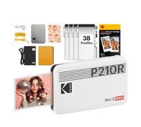 Imprimante photo portable KODAK Mini 2 Retro 4PASS (5,3 x 8,6 cm) + paquet d'accessoires et 38 feuilles, blanc