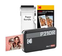Imprimante photo portable KODAK Mini 2 Retro 4PASS (5,3 x 8,6 cm) + paquet de 38 feuilles, noir