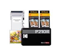 Imprimante photo portable KODAK Mini 2 Retro 4PASS (5,3 x 8,6 cm) + paquet de 68 feuilles, noir