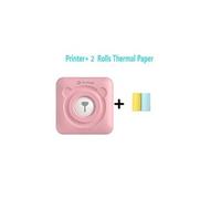 Imprimante photo thermique portable sans fil bluetooth 58 mm avec 2 rouleaux de papier d'impression -rose _catf