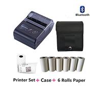 Imprimante Portable, Imprimante de reçu Bluetooth Portable sans Fil 58mm 2 "Imprimantes Thermiques Bluetooth Maker for magasins Mini factures d'imprimante Facture(Add Case and Paper 6)
