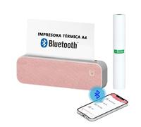 Imprimante portable thermique Bluetooth A4 - Petite imprimante portable de voyage avec papier thermique sans encre ni toner - Compatible avec les ordinateurs Windows, Mac... et téléphones Android, iOS