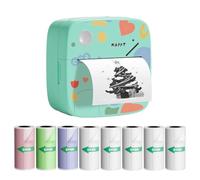 Imprimante sans fil avec 9 rouleaux de papier thermique, imprimante thermique portable Bluetooth compatible avec iOS et Android, mini imprimante d'autocollants de poche, machine à étiqueter pour
