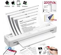 Imprimante Thermique avec Papier 200Pcs A4 , Imprimante Bluetooth l'impression sur papier pour tatouages Android/IOS/Ordinateur
