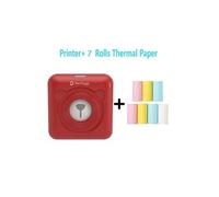 Imprimante thermique Bluetooth portable 58mm pour imprimer des photos pour téléphones avec 7 rouleaux de papier d'impression -rouge
