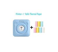 Imprimante photo PeriPage Imprimante thermique Bluetooth portable 58mm pour imprimer des photos pour téléphones avec 7 rouleaux de papier d'impression -Bleu