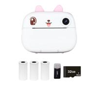 Imprimante thermique instantanée pour appareil photo avec 2 minuteurs d'écran de 10,2 cm, vidéo 1080p, impression sans encre, 3 rouleaux de lecteur de mémoire 32 G