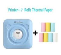 Imprimante thermique Peripage Bluetooth portable 58mm pour imprimer des photos pour téléphones avec 7 rouleaux de papier d'impression -Bleu G