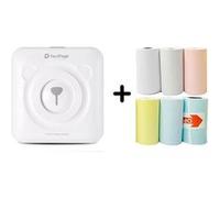 Imprimante thermique Peripage Bluetooth portable 58mm pour imprimer des photos pour téléphones avec 6 rouleaux de papier d'impression -blanc