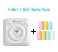Imprimante thermique Peripage Bluetooth portable 58mm pour imprimer des photos pour téléphones avec 7 rouleaux de papier d'impression -blanc Blanc G