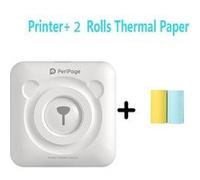 Imprimante thermique Peripage portable sans fil Bluetooth 58 mm avec 2 rouleaux de papier d'impression -blanc G