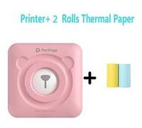Imprimante thermique portable sans fil Bluetooth 58 mm avec 2 rouleaux de papier d'impression -Rose