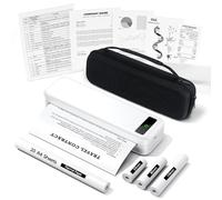 Imprimante Thermique Portable A4 Sans Encre Bluetooth - A285M Blanc Kit | Compatibilité avec iOS et Android, Équipé d'une Mallette et de 4 Rouleaux de Papier, Utilisation : Voyages, Bureau, Maison