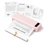 Imprimante Thermique Portable A4 sans Encre - Bluetooth sans Fil Compatible avec iOS et Android - Mini Imprimante Petite pour Papier Thermique 216/210/110/80/53mm, Mac, Windows, Reçus, 599g - Rose