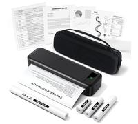 Imprimante Thermique Portable A4 sans Encre Mobile Bluetooth avec iOS et Android, Équipé d'une Mallette et de 4 Rouleaux de Papier Thermique, Convient pour les Voyages, le Bureau et la Maison - Noir